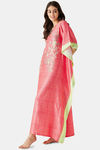 The Kaftan Company Satin Full Length Nightdress - Coral — thumbnail 2