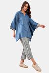 The Kaftan Company Viscose Pyjama Set - Blue — thumbnail 2