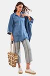 The Kaftan Company Viscose Pyjama Set - Blue — thumbnail 4