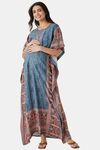The Kaftan Company Viscose Loungewear Dress - Blue — thumbnail 4