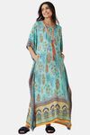 The Kaftan Company Viscose Loungewear Dress - Blue — thumbnail 4