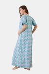 The Kaftan Company Cotton Full Length Nightdress - Blue — thumbnail 2