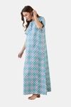 The Kaftan Company Cotton Full Length Nightdress - Blue — thumbnail 3