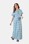 The Kaftan Company Cotton Full Length Nightdress - Blue — thumbnail 4