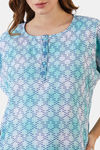 The Kaftan Company Cotton Full Length Nightdress - Blue — thumbnail 6