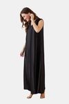 The Kaftan Company Satin Full Length Nightdress - Black — thumbnail 3