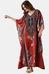 The Kaftan Company Polyester Loungewear Dress - Maroon — thumbnail 1