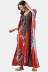 The Kaftan Company Polyester Loungewear Dress - Maroon — thumbnail 3