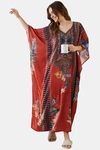 The Kaftan Company Polyester Loungewear Dress - Maroon — thumbnail 4