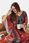 The Kaftan Company Polyester Loungewear Dress - Maroon — thumbnail 5