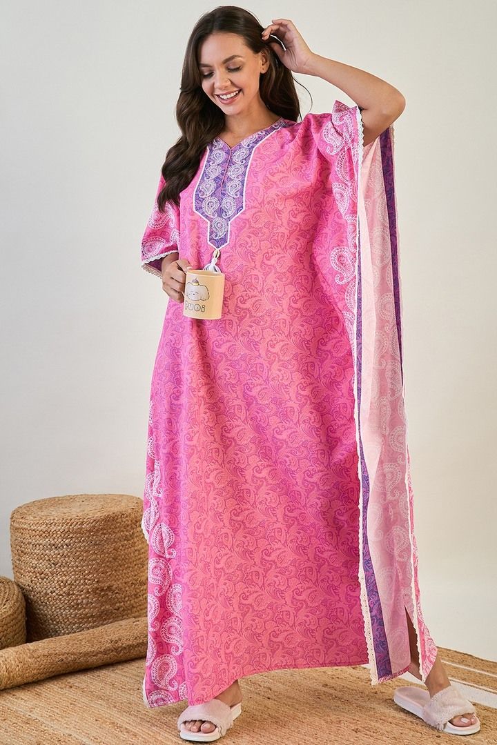 The Kaftan Company Pink Paisley Loungewear Kaftan - Pink — image 2