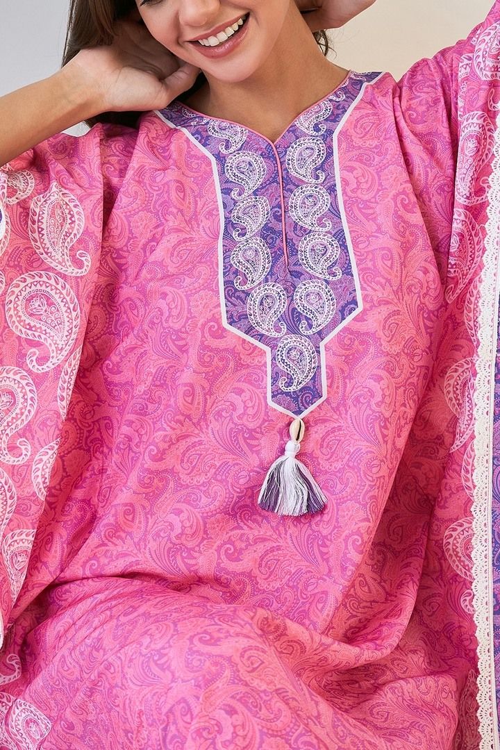 The Kaftan Company Pink Paisley Loungewear Kaftan - Pink — image 4