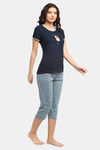 Kanvin Cotton Capri Set - Navy Blue — thumbnail 2