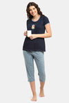 Kanvin Cotton Capri Set - Navy Blue — thumbnail 4
