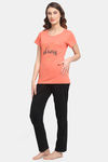 Kanvin Modal Pyjama Set - Orange — thumbnail 2