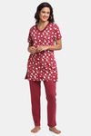 Kanvin Modal Pyjama Set - Maroon — thumbnail 1