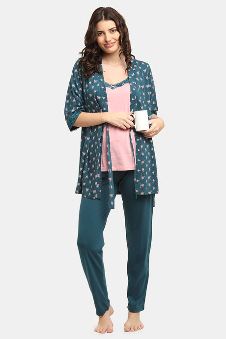 Kanvin Modal Nightwear + Robe - Teal — image 6