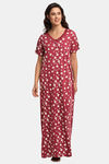 Kanvin Cotton Full Length Nighty - Maroon — thumbnail 1