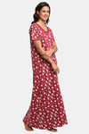 Kanvin Cotton Full Length Nighty - Maroon — thumbnail 2