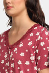 Kanvin Cotton Full Length Nighty - Maroon — thumbnail 5