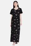 Kanvin Cotton Full Length Nighty - Black — thumbnail 1