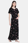 Kanvin Cotton Full Length Nighty - Black — thumbnail 2