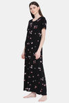 Kanvin Cotton Full Length Nighty - Black — thumbnail 3