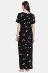 Kanvin Cotton Full Length Nighty - Black — thumbnail 4