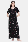 Kanvin Cotton Full Length Nighty - Black — thumbnail 5
