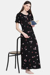 Kanvin Cotton Full Length Nighty - Black — thumbnail 6