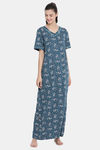 Kanvin Cotton Full Length Nighty - Teal — thumbnail 1