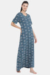 Kanvin Cotton Full Length Nighty - Teal — thumbnail 2