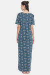 Kanvin Cotton Full Length Nighty - Teal — thumbnail 3