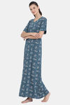 Kanvin Cotton Full Length Nighty - Teal — thumbnail 4