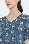 Kanvin Cotton Full Length Nighty - Teal — thumbnail 5