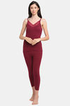 Kanvin Thermal Polyester Cotton Pyjama Set - Maroon — thumbnail 1