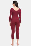 Kanvin Thermal Polyester Cotton Pyjama Set - Maroon — thumbnail 3