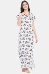 Klamotten Rayon Printed Nightdress-White — thumbnail 2