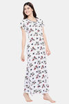 Klamotten Rayon Printed Nightdress-White — thumbnail 5