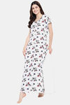 Klamotten Rayon Printed Nightdress-White — thumbnail 6
