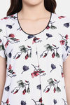 Klamotten Rayon Printed Nightdress-White — thumbnail 7
