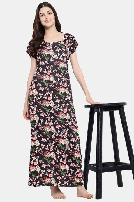 Klamotten Serena Printed Nightdress-Black — image 5
