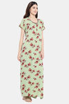 Klamotten Rayon Printed Nightdress-Green — thumbnail 2