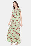 Klamotten Rayon Printed Nightdress-Green — thumbnail 3