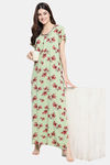 Klamotten Rayon Printed Nightdress-Green — thumbnail 6