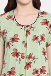 Klamotten Rayon Printed Nightdress-Green — thumbnail 7