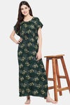 Klamotten Rayon Printed Nightdress-Green — thumbnail 5