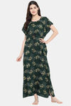 Klamotten Rayon Printed Nightdress-Green — thumbnail 6