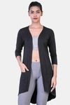 Laasa Long Line Open Front Shrug - Black — thumbnail 1
