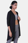 Laasa Long Line Open Front Shrug - Black — thumbnail 2